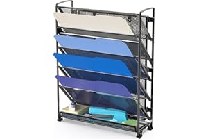 Simple Houseware 6 Tier Wall Mount File Letter Tray Folder Organizer, Black