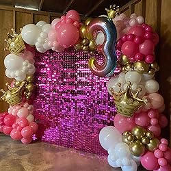 COKAOBE Hot Pink Shimmer Wall Backdrop, 24PCS