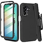 Thousandgear Compatible for Samsung Galaxy A26 5G, Built in Screen Protector, Belt Clip Holster Heavy Duty Defender Case Dustproof Shockproof Protection (Black)