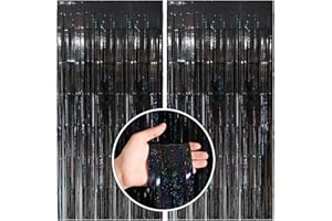 BOMSI Party Backdrop Curtains Metallic Tinsel Foil Fringe Curtains Party Photo Backdrop Party Streamers for Party Birthday Graduation New Year Eve Bachelorette Decorations Wedding Decor
