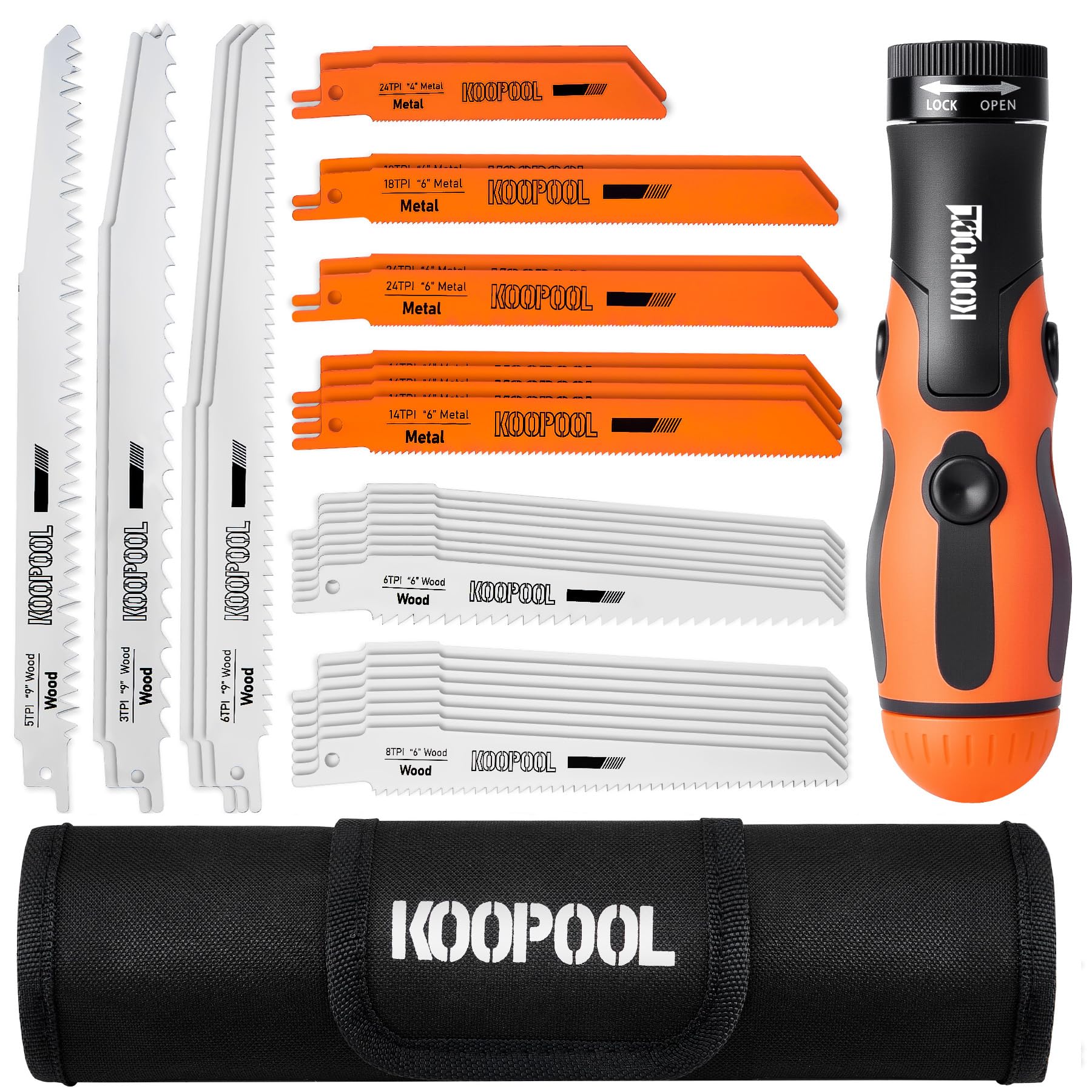 Photo 1 of 33-Piece Reciprocating Saw Blade Set, Hand Saw Includeded, Metal & Woodcutting Blades with 2-in-1 Manual Saw and Screwdriver, Organizer Pouch Included