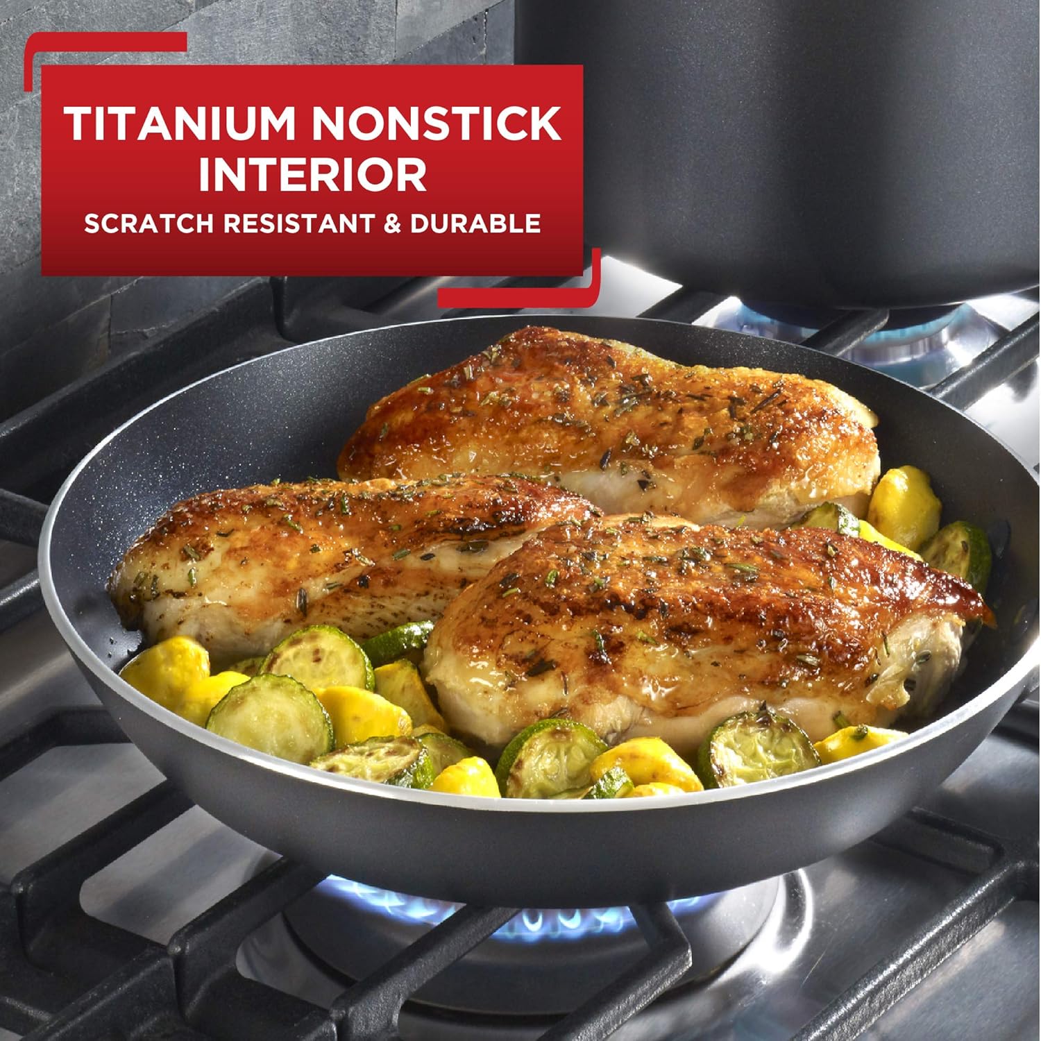 T-fal E93808 Professional Nonstick Fry Pan, Nonstick Cookware, 12.5 Inch Pan, Thermo-Spot Heat Indicator, Black: Kitchen & Dining