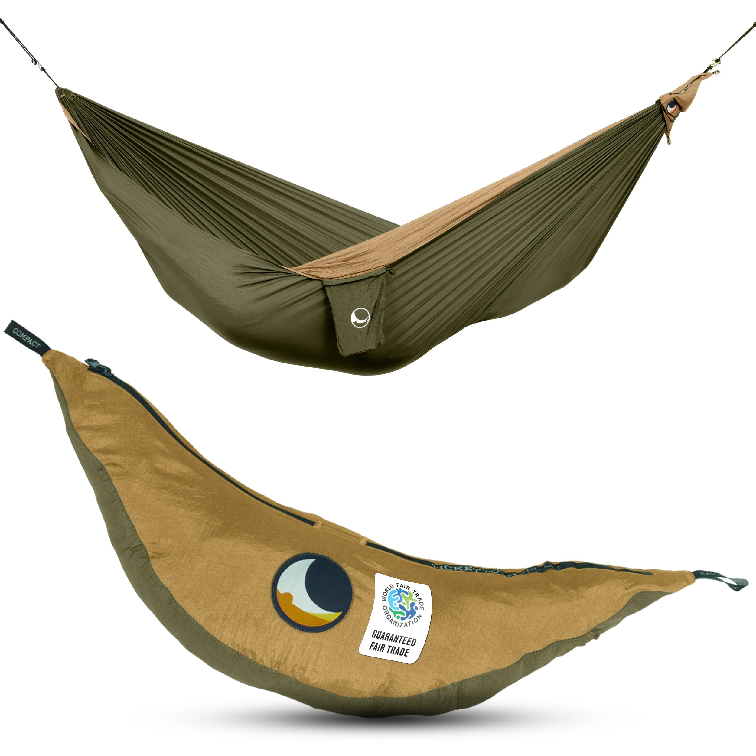 Ticket to the Moon Original Hammock - Army Green/Brown (2021), (3.2x2m / 10.5x6.56’)