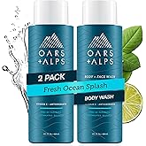 Oars + Alps Body Wash for Men, Mens Body Wash & Face Cleanser with Vitamin E & Antioxidants, Moisturizing, Paraben & Sulfate Free Cleanser, Fresh Ocean Splash, 2pk