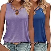KILISU 2 Pack Womens Tank Tops Summer Tank Tops for 2026 Cut Out Ring Keyhole Neck Sleeveless Fashion Cute Tee Shirts Clothes