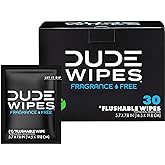 DUDE Wipes - On-The-Go Flushable Wipes - 1 Pack, 30 Wipes - Unscented Extra-Large Individually Wrapped Adult Wet Wipes - Vita