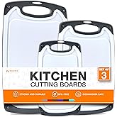 Cutting Boards for Kitchen - BPA-Free Chopping Board - Different Sizes & Non Slip Handles - Reversible, Large Cutting Board Set - Unique Gifts for Cooks Who Have Everything - 3-Pack Gray