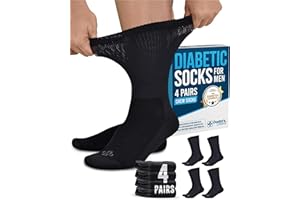 Doctor's Select Diabetic Socks for Men - 4 Pairs Crew Diabetic Neuropathy Socks for Men | Diabetic Socks for Men 9-12