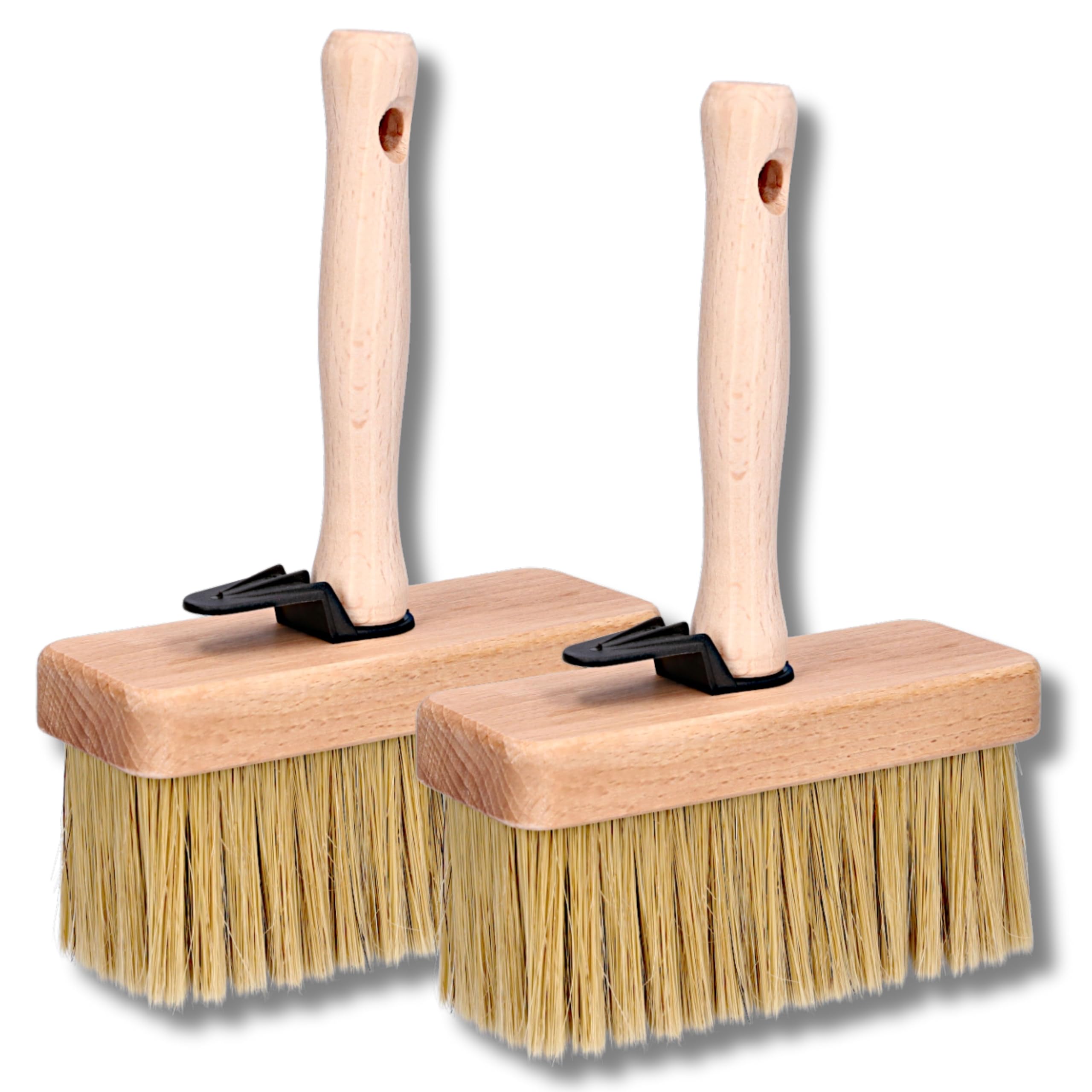 ToolSpace 2x Surface Brush 150 mm, Wallpaper Brush, for terraces, for wallpaper, Wide puff, Wood handle with natural bristles, Brush for primers, painters