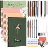 EudaBlos Stationery Gift Set for Women – 37PCS Aesthetic Journal Kit with A5 Spiral Notebooks, Gel Pens, Sticky Notes & Tabs, Premium Gift Box – Perfect for Birthday, Graduation & Holidays
