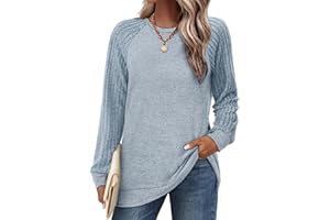 Saloogoe Tunic Sweatshirts for Women Crewneck Lightweight Sweaters Raglan Long Sleeve Shirts Fall Fashion Tops 2025