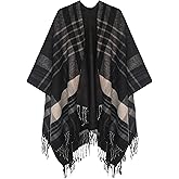Urban CoCo Women's Winter Vintage Poncho Capes Tassel Blanket Shawl Wrap Cardigan Coat