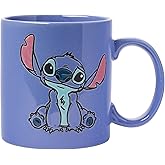 Silver Buffalo Disney Lilo and Stitch Front and Back Sketch Wax Resist Ceramic Mug, 20 Ounces