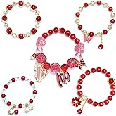 5PCS Beaded Charm Bracelets for Girls Butterfly Dainty Kawaii Crystal Beads Bracelets Set for Teens Girls Adjustable Stretch Bracelet Birthday Graduation Gift For Daughter Niece Granddaughter