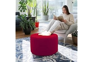 Poofieotto Ottoman Foot Rest Home Decor Bedroom Decor Ideal for Living Room Comfortable Floor Pouf Ottoman Foot Rest for Armchair Bean Bag Floor Cushion Footstool 12x20 Inch Wine Red Pouf with Filler