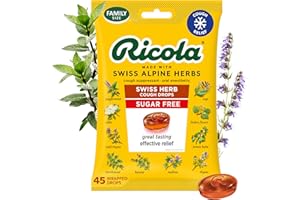 Ricola Swiss Herb Sugar Free Cough Drops with Menthol - Cough and Sore Throat Relief - 45 Count - Herbal Throat Lozenges