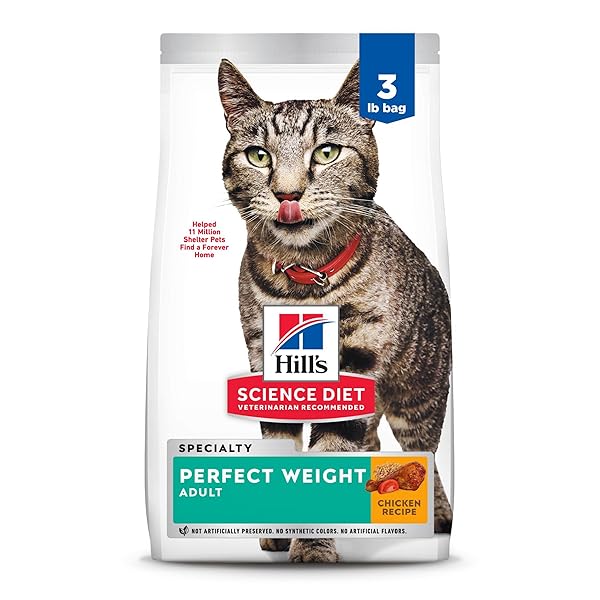 HILL’S SCIENCE DIET PERFECT WEIGHT, ADULT 1-6, WEIGHT MANAGEMENT SUPPORT, DRY CAT FOOD, CHICKEN RECIPE, 3 LB BAG