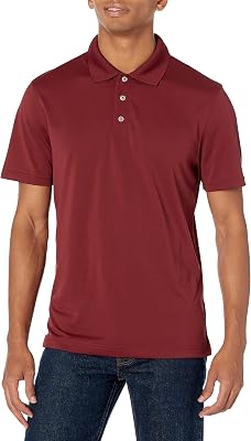 Herren Golf-Poloshirt, Kurzärmelig, Schmal Geschnitten, Schnell Trocknend, Sattes Burgunderrot, L