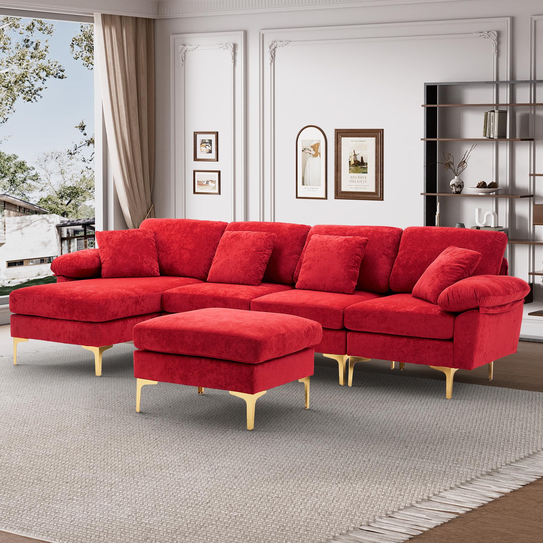Wrofly U-Shaped Sectional Sofa Couch, 114" Comfy