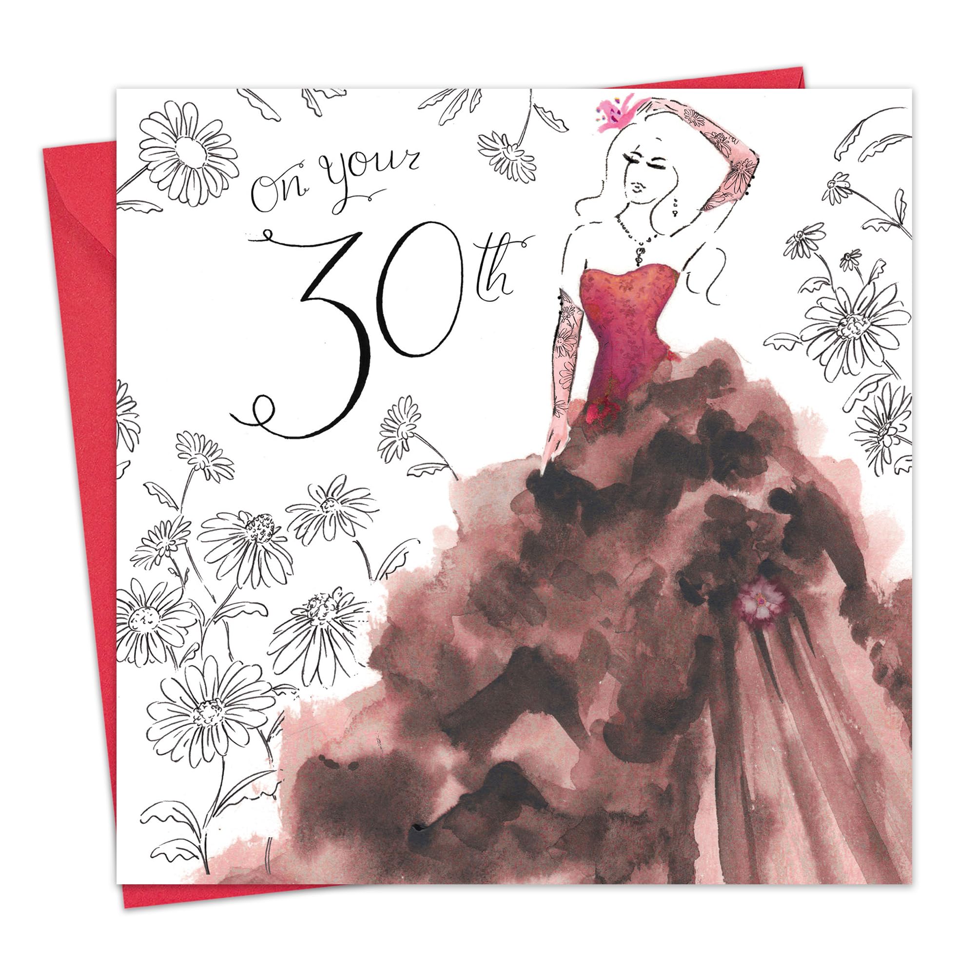 Twizler 30th Birthday Card for Her with Crystal Finish & Watercolour Effect - 30 Year Old - Age 30 Birthday Card - Female Birthday Card - Womens Birthday Card - Ladies Birthday Card