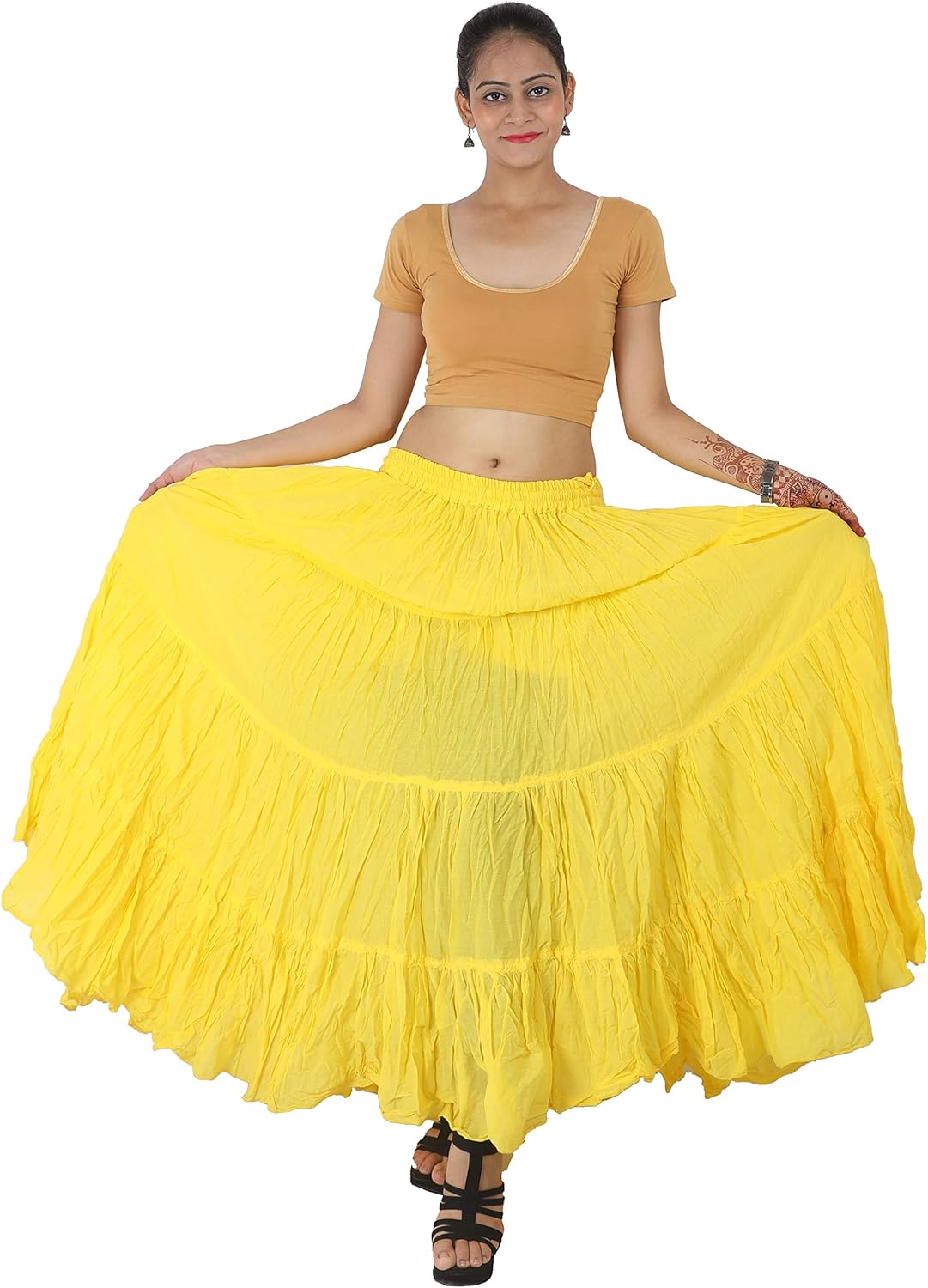 Wevez Women's Belly Dance Cotton 12 Yard Skirt, One Size, Black at  Women’s Clothing store