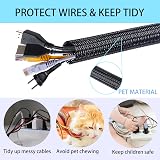Josnown Cable Tidy Sleeve 3m Black 12-20mm Diameter Wire Management Tube for PC view 5