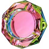 Coomin Crystal Glass Ashtray, Sparkly Cigar Cigarettes Ash Tray, Ashtrays for Smokers Indoor Office Home Desktop Tabletop, Gift Packaging, Pink