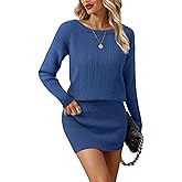 Lotusmile Women's Cable Knit Mini Sweater Dress Boat Neck Off The Shoulder Bodycon Pullover Long Sleeve Short Dresses