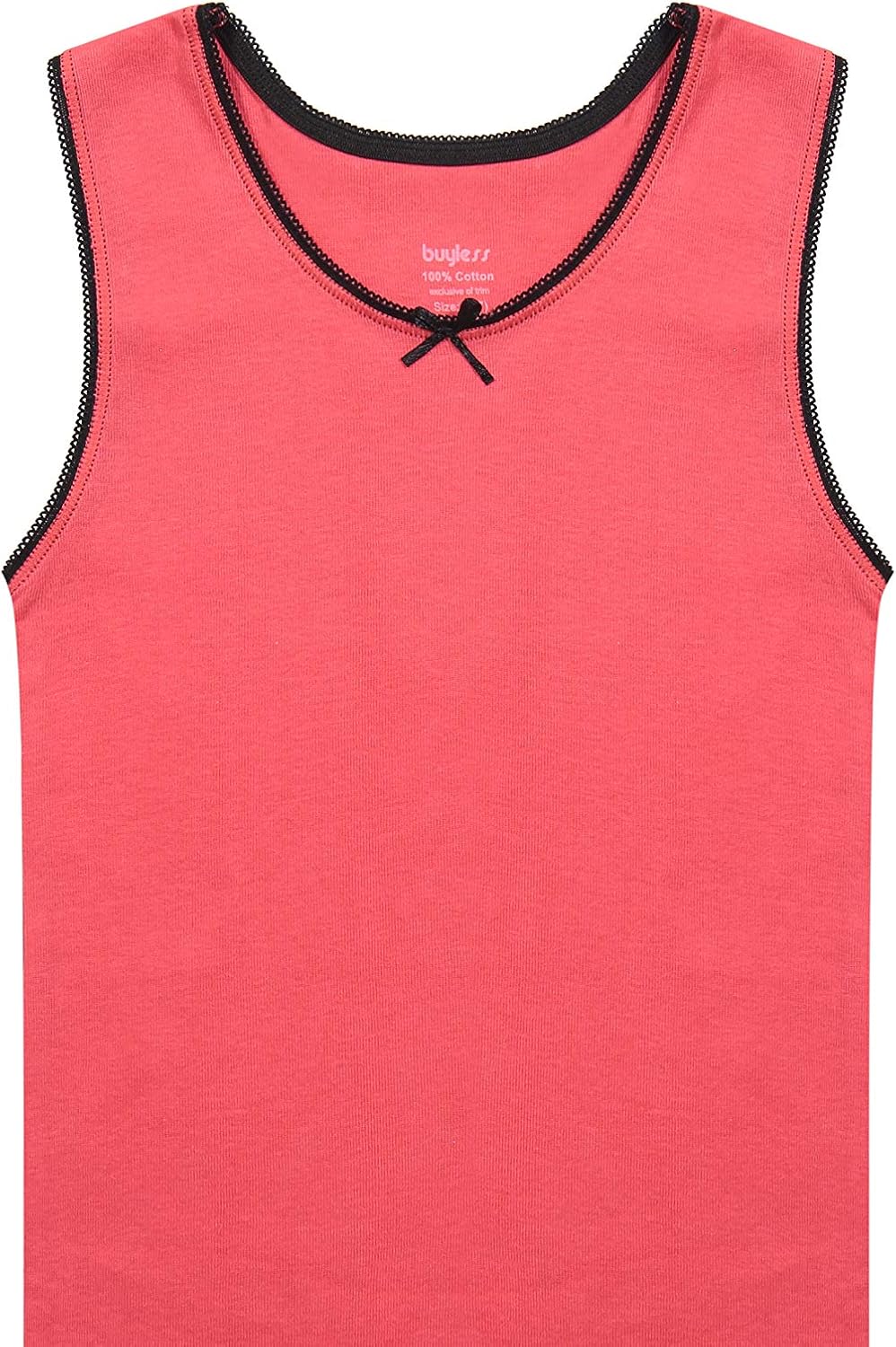 Buyless Fashion Girls Tagless Cami Scoop Neck Undershirts Cotton Tank with Trim and Strap (6 Pack): Clothing