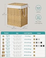 SONGMICS 110 L Laundry Basket with Lid Rattan Wicker Foldable Removable Liner view 6