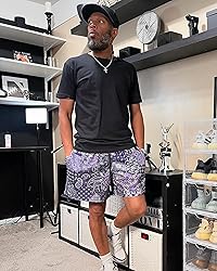 DIOTSR Mens Mesh Paisley Shorts, Casual Retro