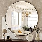 HARRITPURE Round Mirror 30 Black Wall Mounted Circle Mirrors Vanity Mirror with Brushed Aluminum Alloy Frame Modern Decoratio