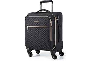 BAGSMART Underseat Carry On luggage Airline approved, 16-inch Softside Underseater Travel Suitcase with Spinner Wheels Lightweight Overnight Bag Small Rolling Carry-on for Women Men Weekender,Black