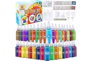 PATIFEED Tie Dye Kit, 35 Colours Fabric Tyedyedye Kit, Non-Toxic Tye Dye Kit for Kids, Adults, Large Groups, Handmade Party