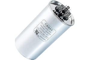 Canamax Premium 60+7.5 uf MFD ±5% 370 or 440 Volt AC CBB65B Dual Run Round Capacitor - Exact Fit for Condenser Straight Cool or Heat Pump Air Conditioner - Replaces 97F9898, 97F9898BZ3, Z97F9898