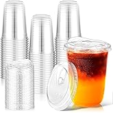 KesaPlan 50 Pack 16oz Clear Plastic Cups with Sip Lids, Disposable Iced Coffee Cup with Strawless Lid for Party Wedding Catering Events, To Go Cups for Cold Drinks Smoothie Milkshake Lemonade Bubble