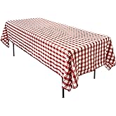 AK TRADING CO. 60 x 102-Inch Rectangular Polyester Tablecloth - Made in USA - Wrinkle-Resistant, Flame Retardant, Durable Party Table Cover, Banquet Tablecloth, Wedding Table Cover - Red/White Checker