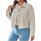 Floerns Women's Plus Size Going Out Corduroy Long Sleeve Button Down Winter Jacket Coat