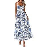 PRETTYGARDEN Womens 2026 Spring Boho Maxi Dress Eyelet Floral Long Flowy Sundresses Summer Beach Vacation Clothes