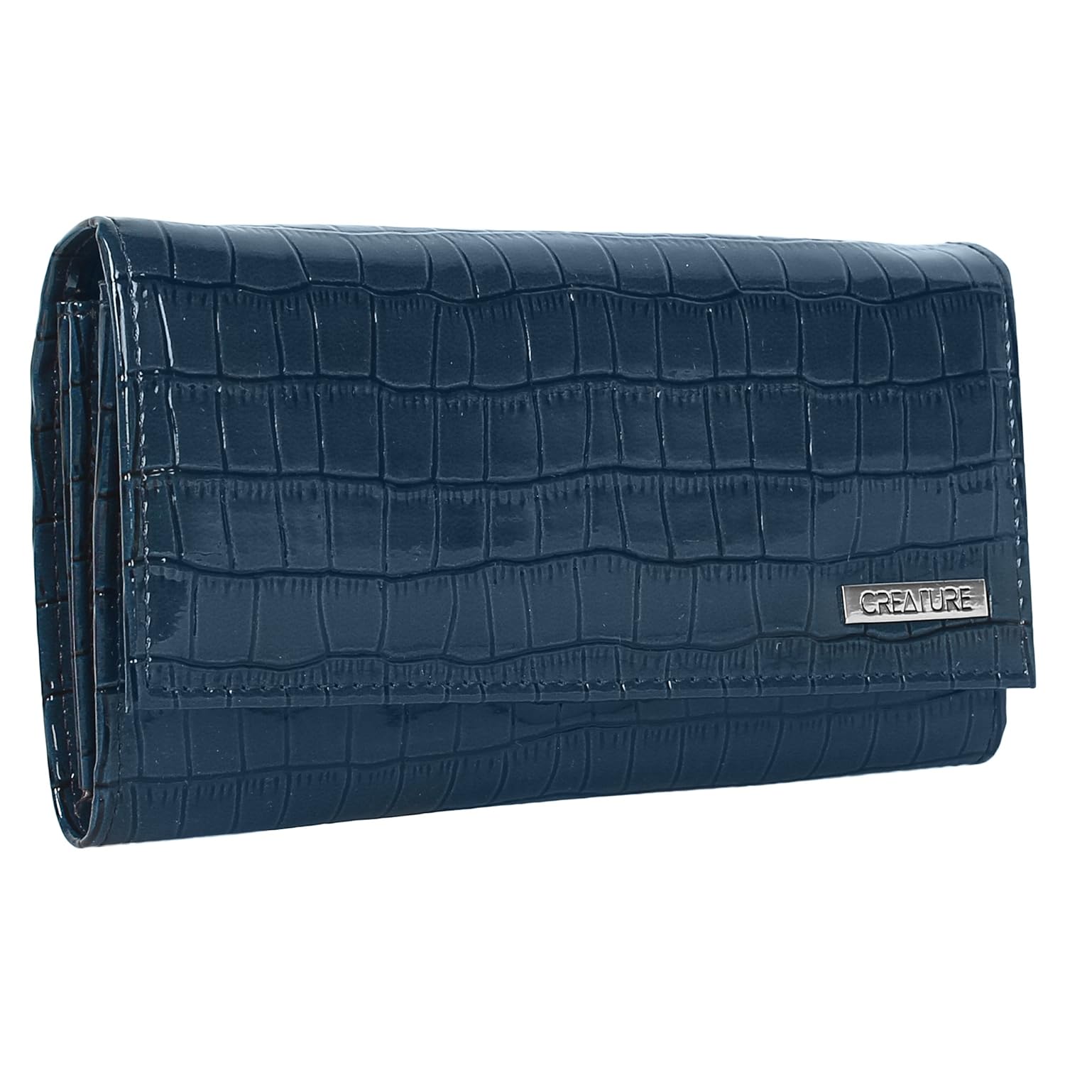 creature handcrafted glossy women's clutch(color-blue||cl-04)