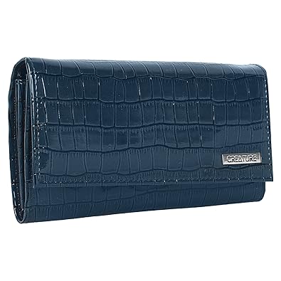 CREATURE Handcrafted Glossy Womens Clutch(Color-Blue||CL-04)