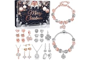 MOVINPE Rose Gold Jewelry Advent Calendar 2025 for Teenage Girls Teen Girl, 24-Day Christmas Countdown - Charms, Necklace, Ri