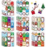 216PCS Merry Christmas Gift Tags, Self Adhesive Christmas Name Tags Stickers for Christmas Presents Christmas Gift Labels Stickers for Bags Cards Envelope Holiday Present Name Labels
