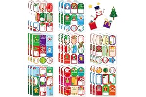OTAITY 216 PCS Christmas Gift Tags, Christmas Stickers Labels Self Adhesive Gift Stickers with Santa Snowmen Xmas Tree Reindeer Bells for Gift Bags and Wrapped Presents
