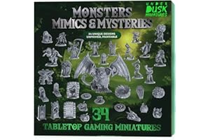 Underdusk: Monsters, Mimics, & Mysteries - 34 Unpainted DND Miniatures for Tabletop Gaming | Frightful Creatures and Disguised & Monstrous Mimics for D&D with Stat Blocks