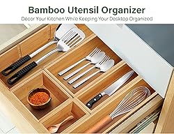 Kootek Bamboo Drawer Organizer with Removable