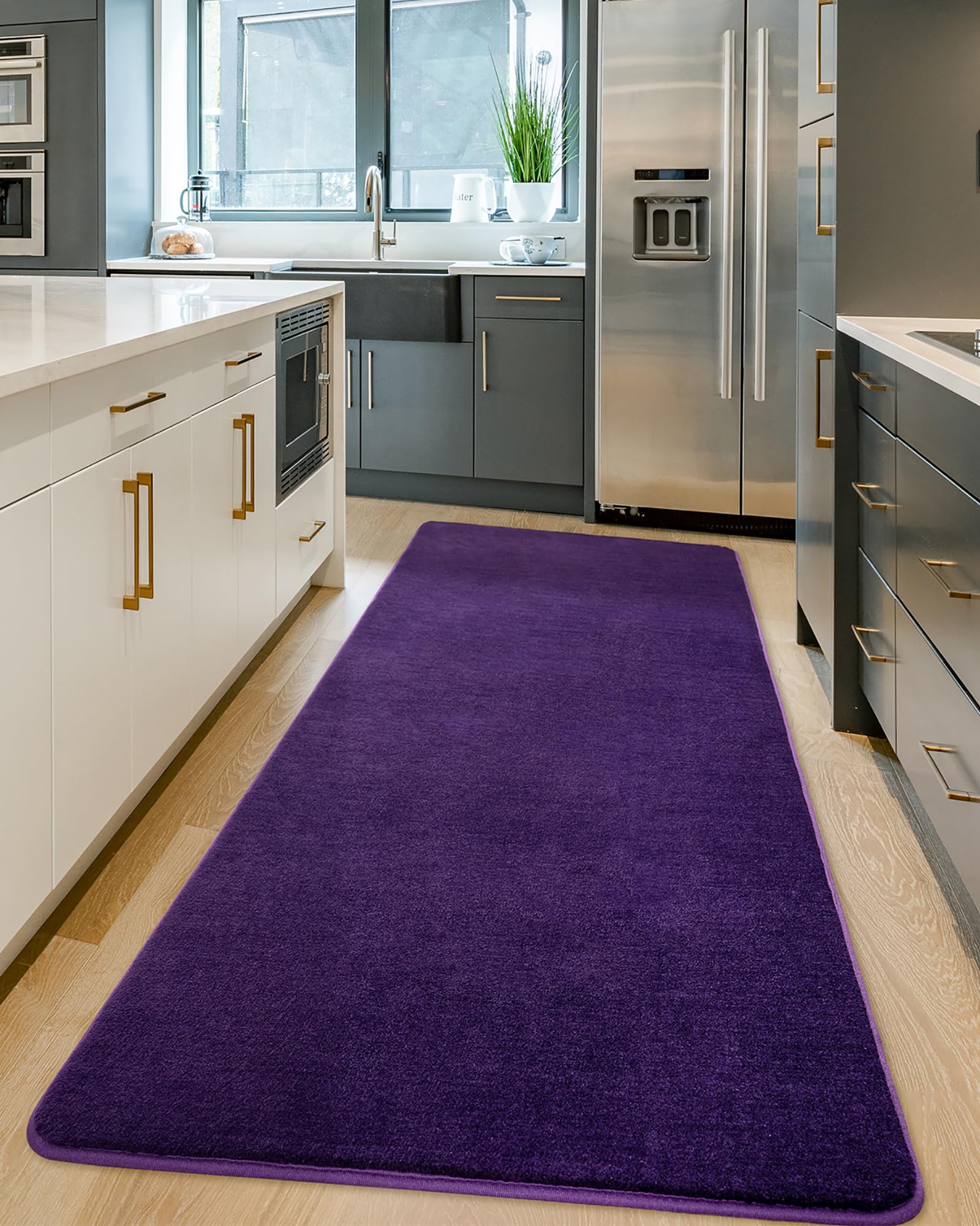 Photo 1 of Andecor Shag Runner Rug for Bedroom Living Room, 2x6 Purple Washable Fluffy Hallway Runner Area Rugs for Kitchen Boys Girls Kids Room Home Decorations Carpet