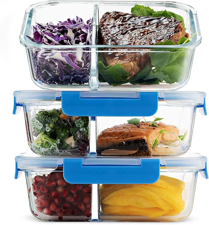 Amazon.de GlasMeal Prep Food Storage Container 2 fach (3er Pack 32