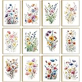 Naixiwen 24 Floral Blank Cards and Envelopes, 4x6 Wildflower Blank Note Cards for All Occasions - Sympathy Thank You Condolences Funeral Thinking of You Mother's Day Wedding Graduation, Etc