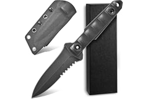 Ccanku C1290 Fixed Blade Marine Corp Serrated Knife 8 Inch D2 Blade Steel & G10 Handle For Outdoor Survival, Camping, Bushcraft and Hunting, K Sheath-Black